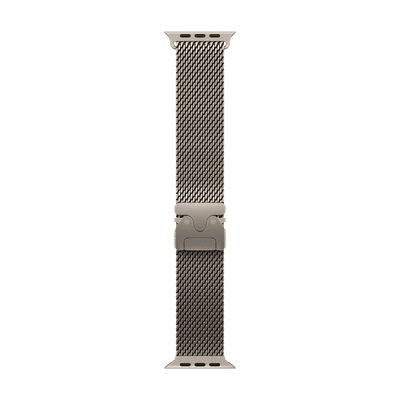 Apple Titanium Milanese Loop for Apple Watch (44mm / 45mm / 46mm / 49mm, Large) (Secure Parachute Style Buckle, Natural)