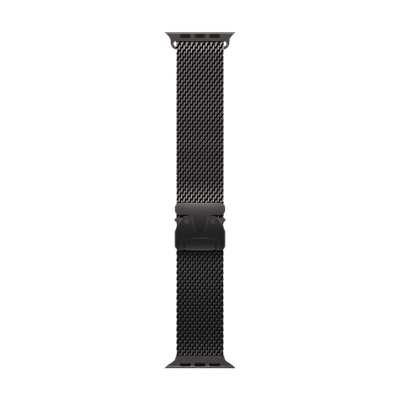 Apple Titanium Milanese Loop for Apple Watch (44mm / 45mm / 46mm / 49mm, Small) (Secure Parachute Style Buckle, Black)