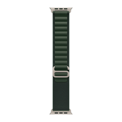 Apple Spandex, Polyester & Natural Titanium Alpine Loop for Apple Watch (44mm / 45mm / 46mm / 49mm, Medium) (Corrosion Resistant, Dark Green)
