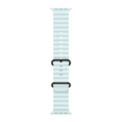 Apple Titanium & Fluoroelastomer Ocean Band for Apple Watch (44mm / 45mm / 46mm / 49mm) (Black Titanium Finish Buckle, Ice Blue)