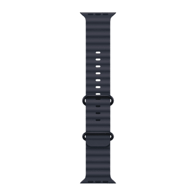 Apple Titanium & Fluoroelastomer Ocean Band for Apple Watch (44mm / 45mm / 46mm / 49mm) (Black Titanium Finish Buckle, Navy)