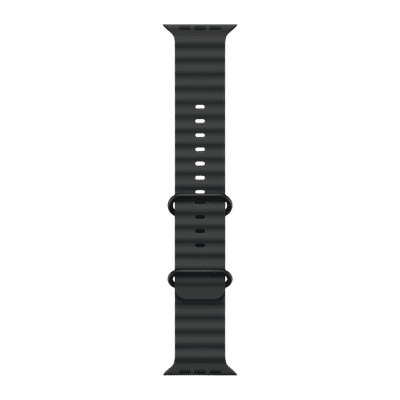 Apple Titanium & Fluoroelastomer Ocean Band for Apple Watch (44mm / 45mm / 46mm / 49mm) (Black Titanium Finish Buckle, Black)
