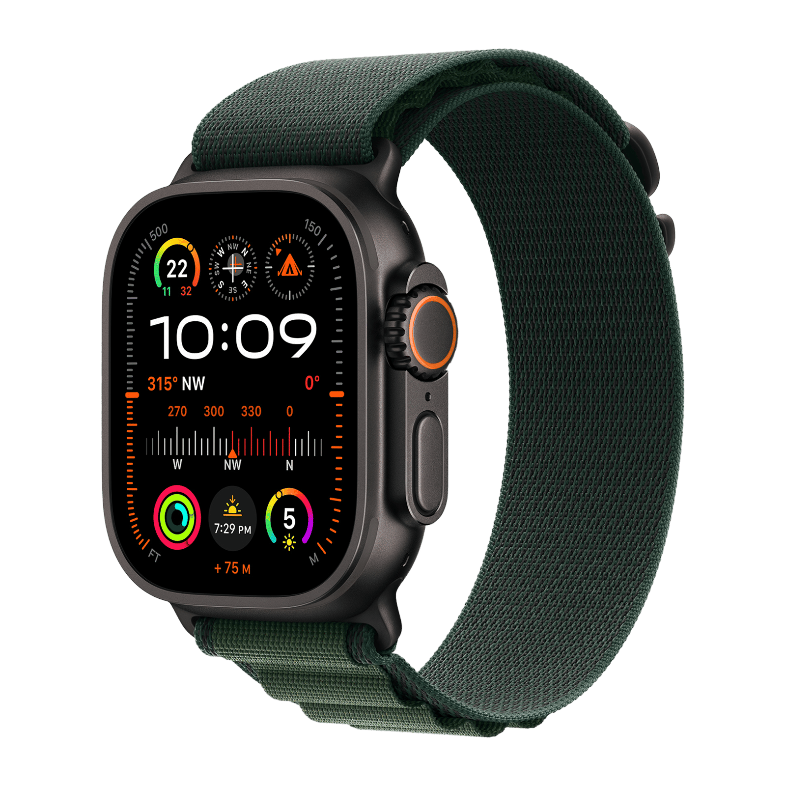 Apple Polyester, Spandex & Black Titanium Alpine Loop for Apple Watch (44mm / 45mm / 46mm / 49mm, Small) (Corrosion Resistant, Dark Green) Apple Polyester, Spandex & Black Titanium Alpine Loop for Apple Watch (44mm / 45mm / 46mm / 49mm, Small) (Corrosion Resistant, Dark Green)_2