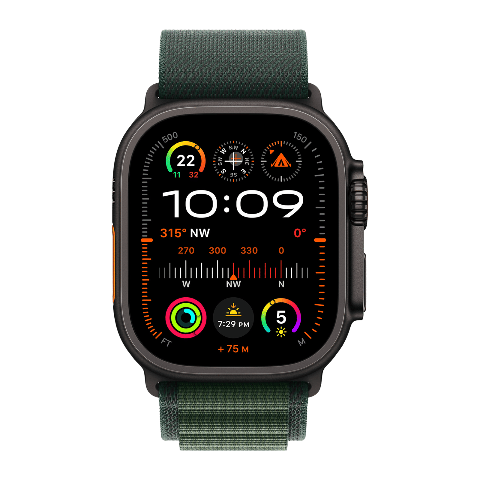 Apple Polyester, Spandex & Black Titanium Alpine Loop for Apple Watch (44mm / 45mm / 46mm / 49mm, Small) (Corrosion Resistant, Dark Green) Apple Polyester, Spandex & Black Titanium Alpine Loop for Apple Watch (44mm / 45mm / 46mm / 49mm, Small) (Corrosion Resistant, Dark Green)_3