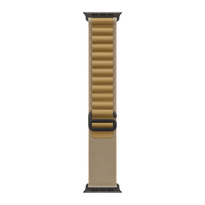 Apple Polyester, Spandex & Black Titanium Alpine Loop for Apple Watch (44mm / 45mm / 46mm / 49mm, Medium) (Corrosion Resistant, Tan)