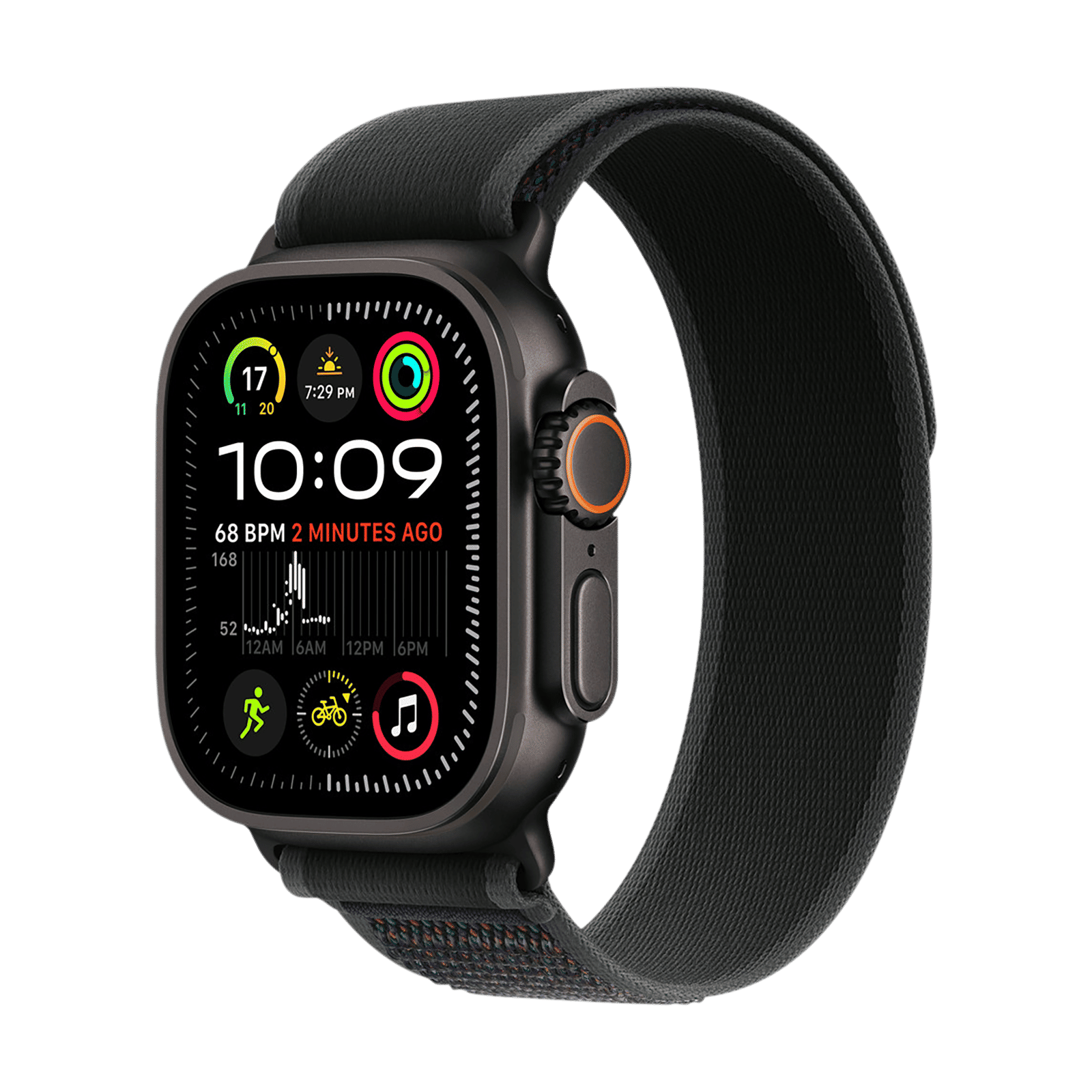 Apple Trail Polyester, Spandex, Nylon & Black Titanium Trail Loop for Apple Watch (44mm / 45mm / 46mm / 49mm, M/L) (Ultra-Thin, Black)_2
