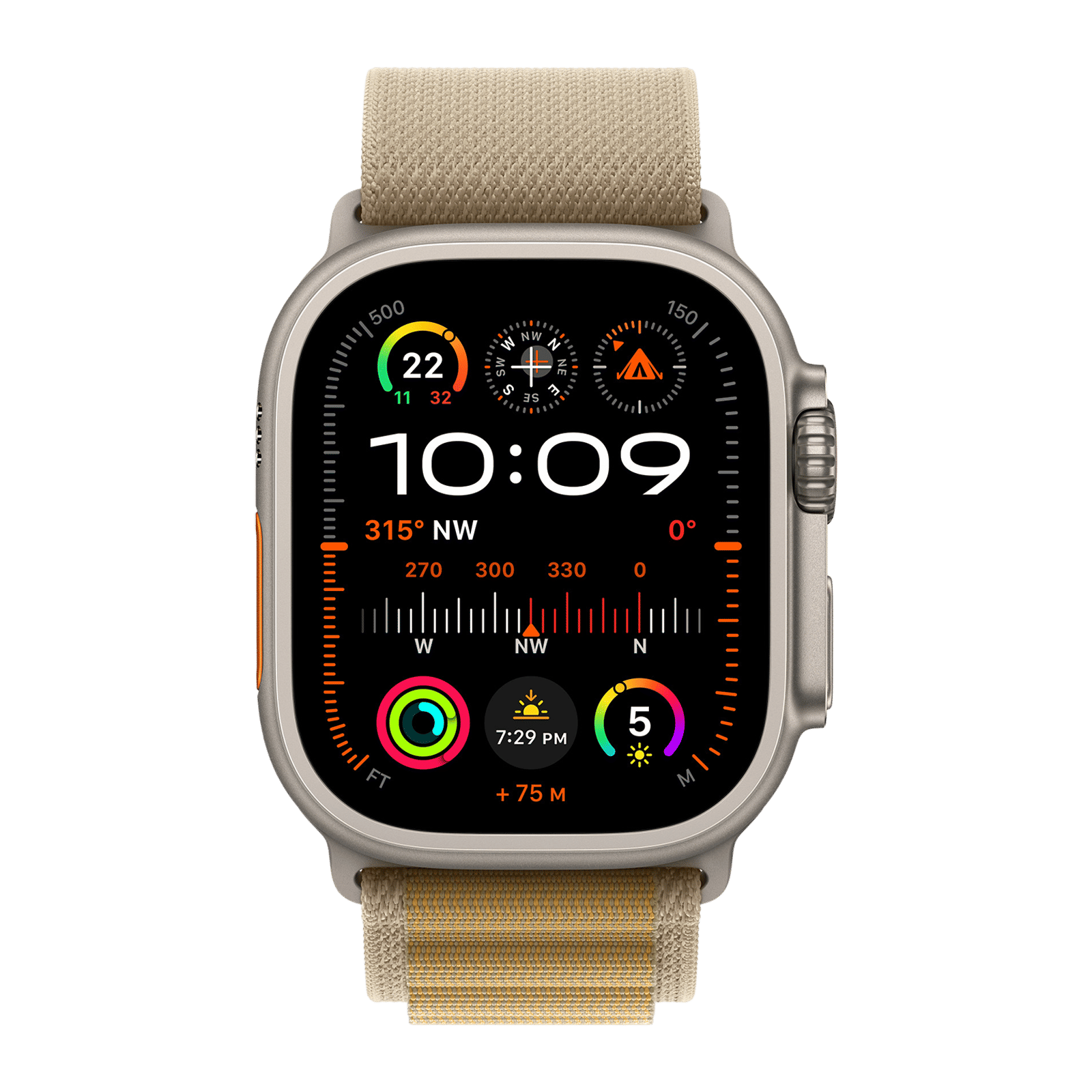 Apple Spandex, Polyester & Natural Titanium Alpine Loop for Apple Watch (44mm / 45mm / 46mm / 49mm, Small) (Corrosion Resistant, Tan)_3