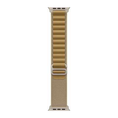 Apple Spandex, Polyester & Natural Titanium Alpine Loop for Apple Watch (44mm / 45mm / 46mm / 49mm, Medium) (Corrosion Resistant, Tan)