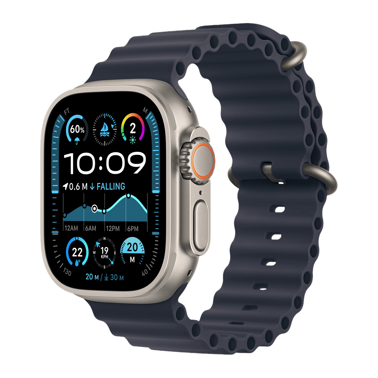 Apple Natural Titanium & Fluoroelastomer Ocean Band Extension for Apple Watch (44mm / 45mm / 46mm / 49mm) (Corossion Resistant, Navy) Apple Natural Titanium & Fluoroelastomer Ocean Band Extension for Apple Watch (44mm / 45mm / 46mm / 49mm) (Corossion Resistant, Navy)_2