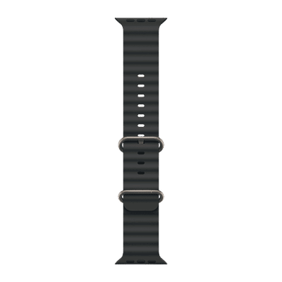 Apple Titanium & Fluoroelastomer Ocean Band for Apple Watch (44mm / 45mm / 46mm / 49mm) (Black Titanium Finish Buckle, Black)