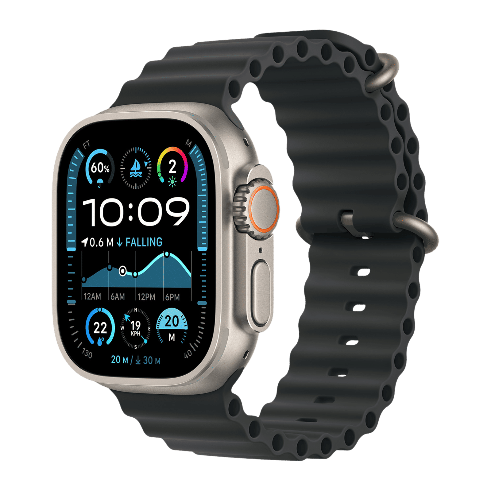 Apple Natural Titanium & Fluoroelastomer Ocean Band Extension for Apple Watch (44mm / 45mm / 46mm / 49mm) (Corossion Resistant, Black) Apple Natural Titanium & Fluoroelastomer Ocean Band Extension for Apple Watch (44mm / 45mm / 46mm / 49mm) (Corossion Resistant, Black)_2