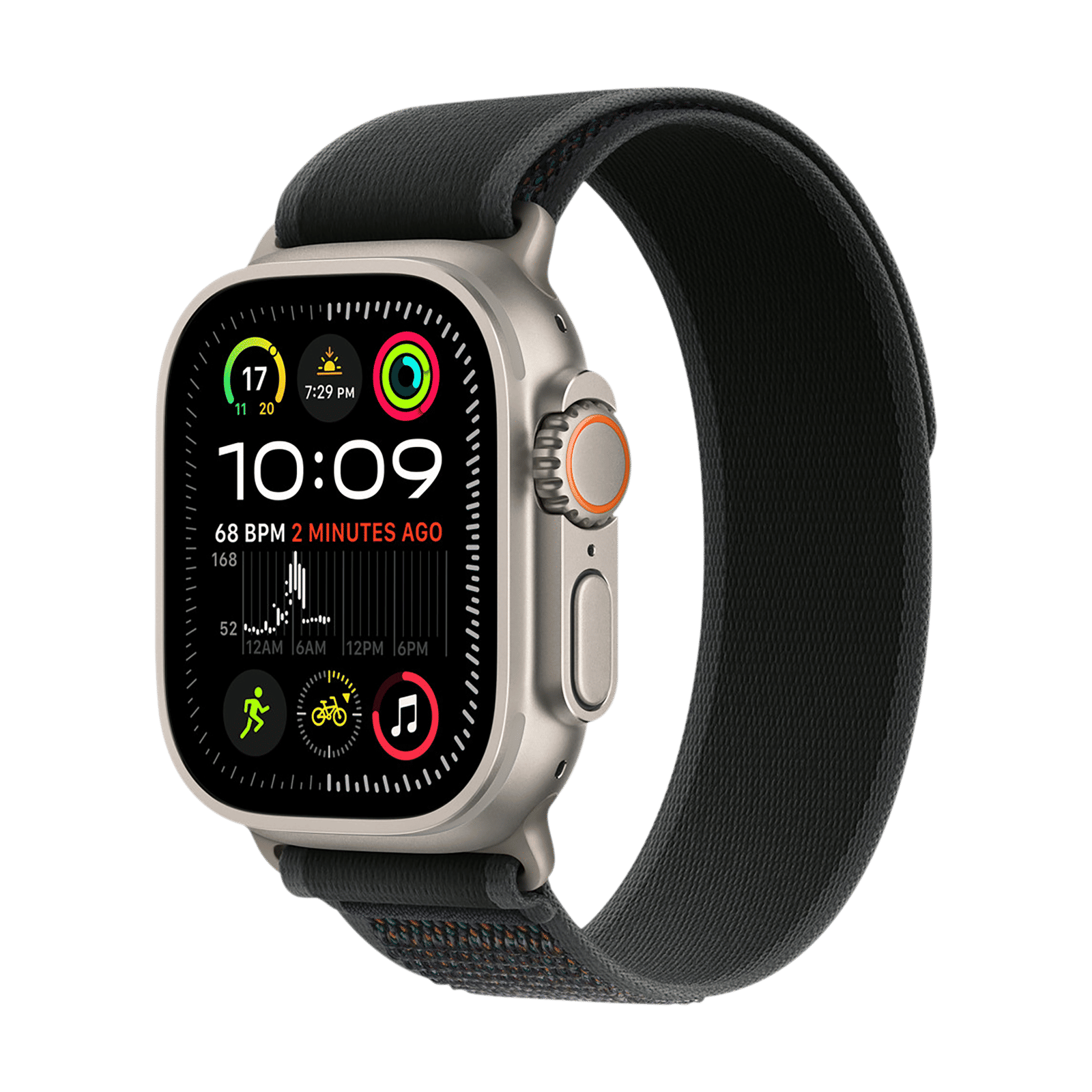Apple Trail Polyester, Spandex, Nylon & Natural Titanium Trail Loop for Apple Watch (44mm / 45mm / 46mm / 49mm, S/M) (Ultra-Thin, Black)_2