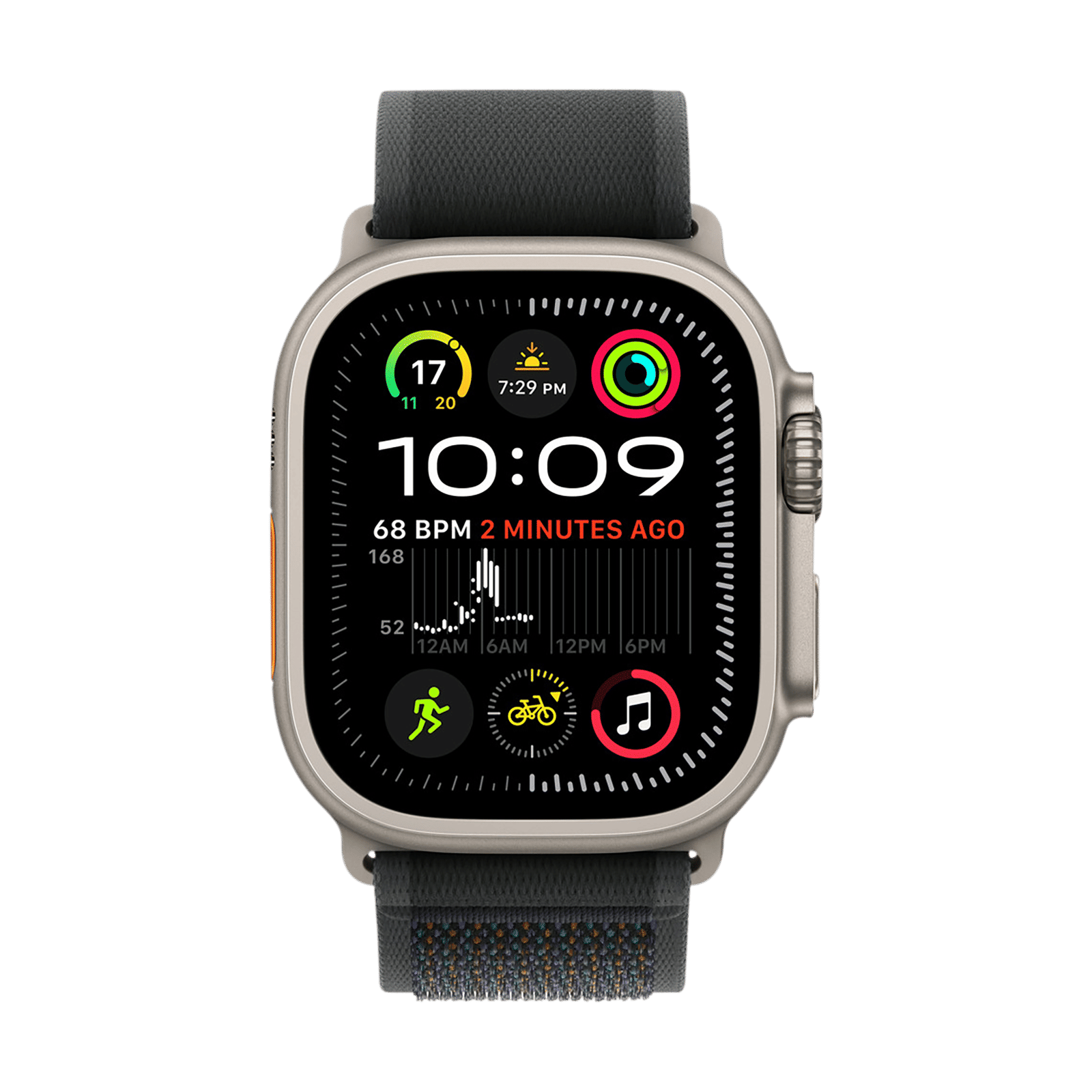 Apple Trail Polyester, Spandex, Nylon & Natural Titanium Trail Loop for Apple Watch (44mm / 45mm / 46mm / 49mm, S/M) (Ultra-Thin, Black)_3