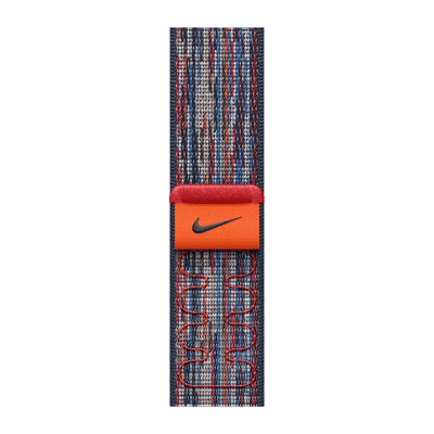 Apple Woven Nylon Nike Sport Loop for Apple Watch (38mm / 40mm / 41mm / 42mm) (Hook-and-Loop Fastener, Blue & Red)