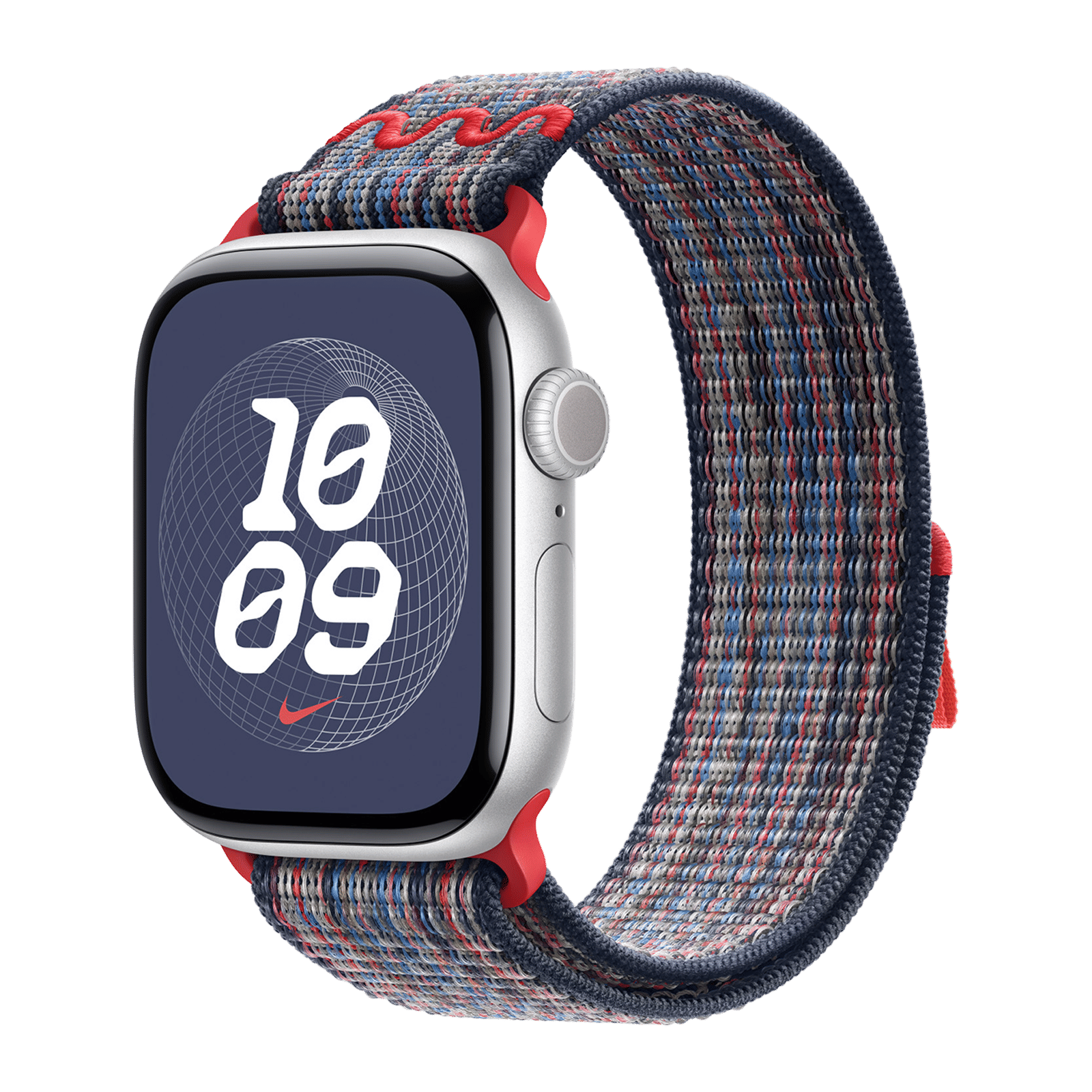Apple Woven Nylon Nike Sport Loop for Apple Watch (38mm / 40mm / 41mm / 42mm) (Hook-and-Loop Fastener, Blue & Red)_2