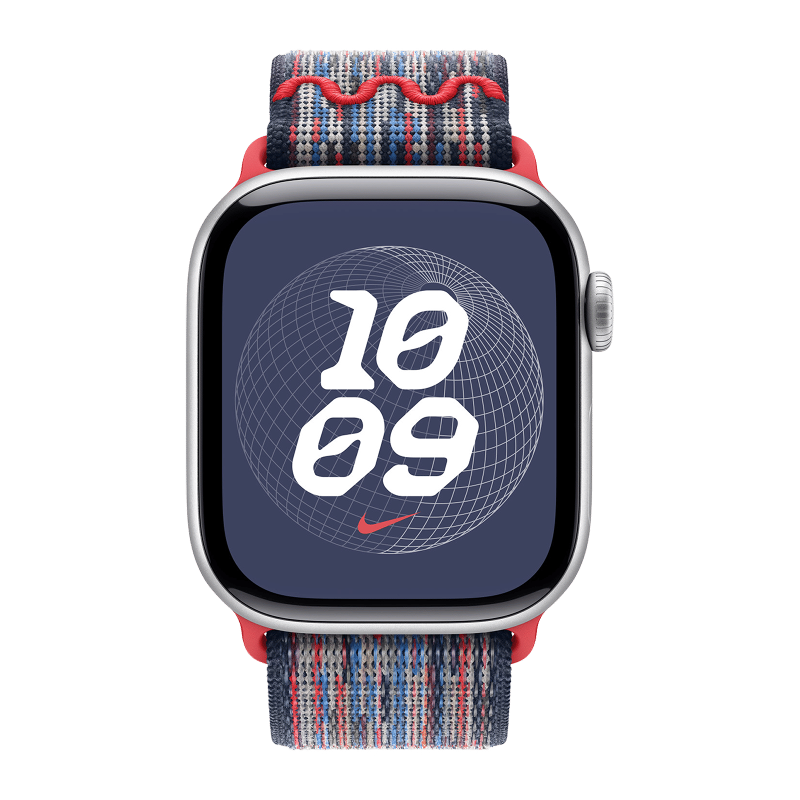 Apple Woven Nylon Nike Sport Loop for Apple Watch (38mm / 40mm / 41mm / 42mm) (Hook-and-Loop Fastener, Blue & Red)_3