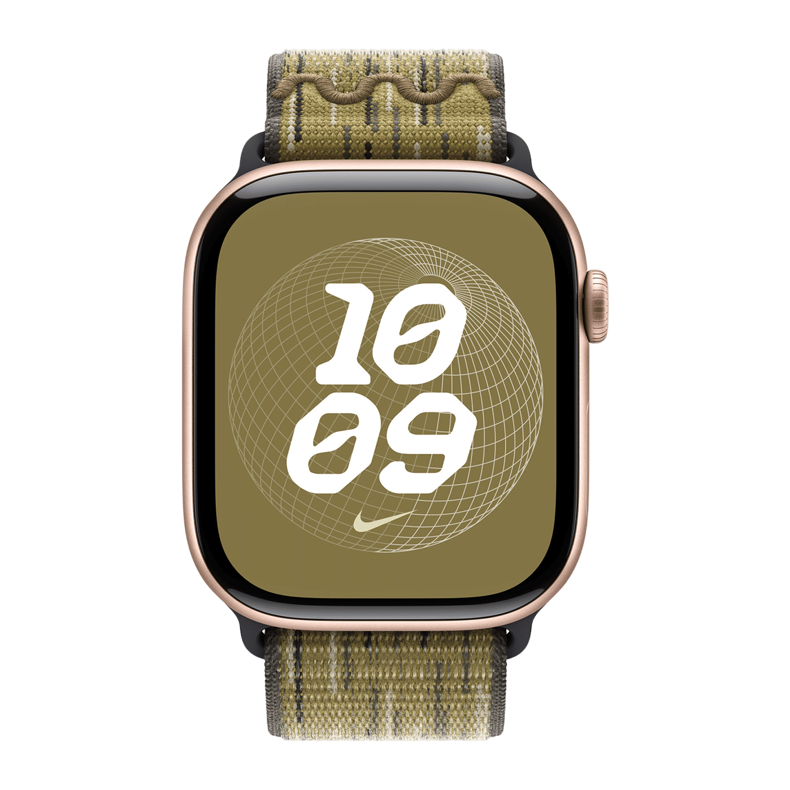 Apple Woven Nylon Nike Sport Loop for Apple Watch (44mm / 45mm / 46mm / 49mm) (Hook-and-Loop Fastener, Green & Grey)_3