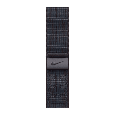 Apple Woven Nylon Nike Sport Loop for Apple Watch (44mm / 45mm / 46mm / 49mm) (Hook-and-Loop Fastener, Black & Blue)