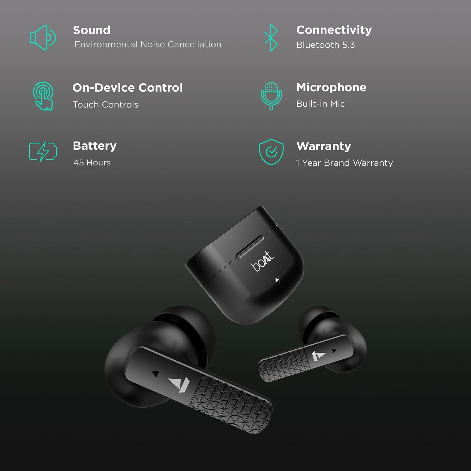 boAt Airdopes 91 TWS Earbuds with Environmental Noise Cancellation (IPX5 Water Resistant, ASAP Charge, Active Black) boAt Airdopes 91 TWS Earbuds with Environmental Noise Cancellation (IPX5 Water Resistant, ASAP Charge, Active Black)_3