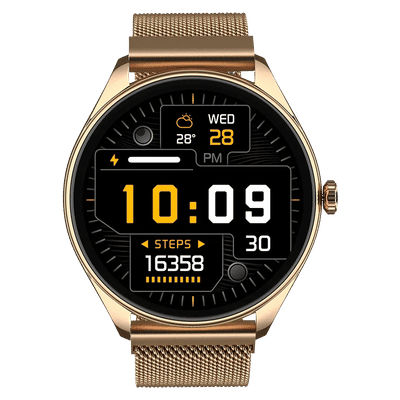 noise NoiseFit Twist 2 Smartwatch with
                      Bluetooth Calling (36.32mm, AMOLED Display, IP67
                      Water Resistant, Gold Link Strap)