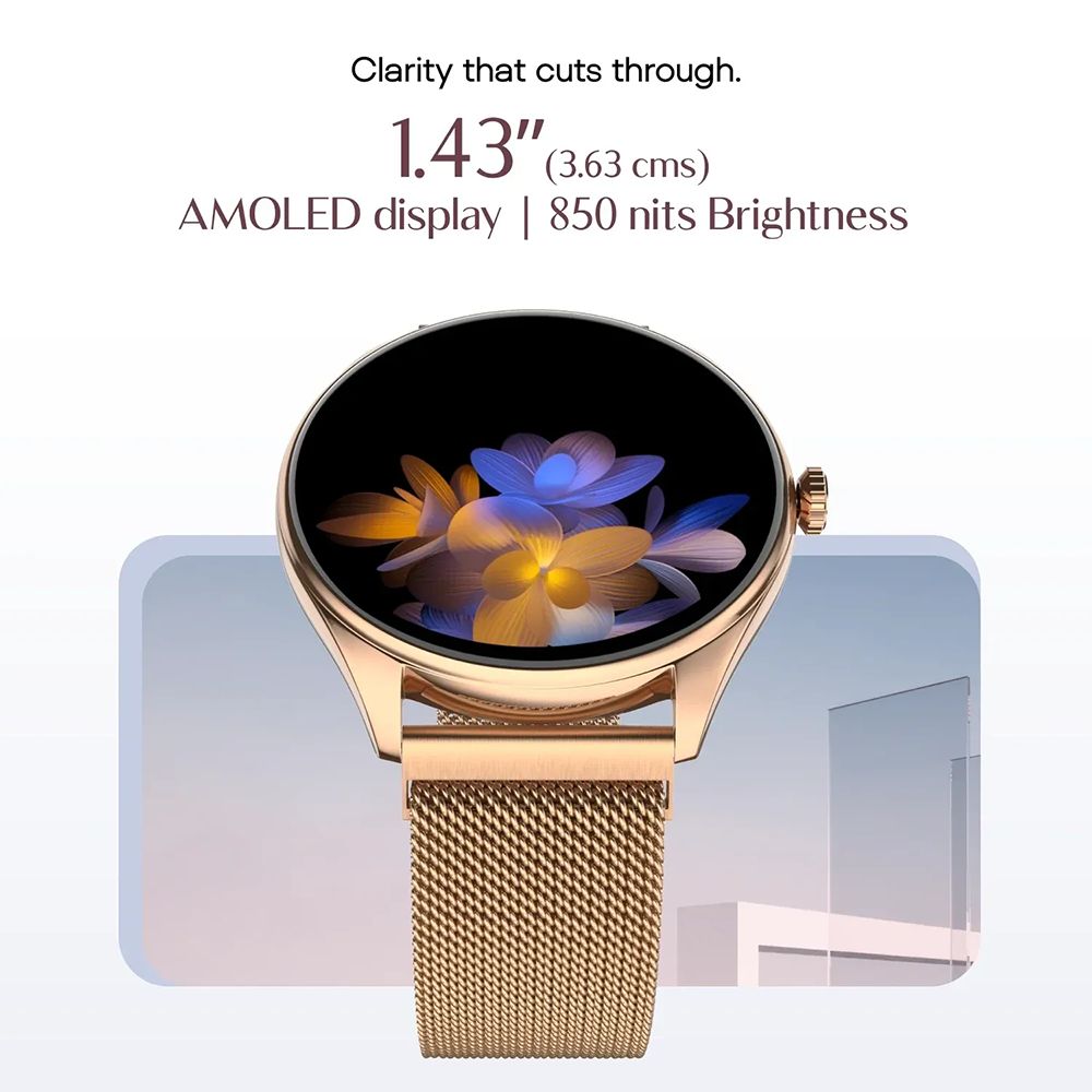 noise NoiseFit Twist 2 Smartwatch with Bluetooth Calling (36.32mm, AMOLED Display, IP67 Water Resistant, Gold Link Strap)_6