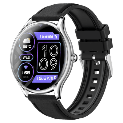 Croma Stride M1 Smartwatch with Bluetooth
                      Calling (36.32mm AMOLED Display, IP67 Water
                      Resistant, Black & Silver Strap)