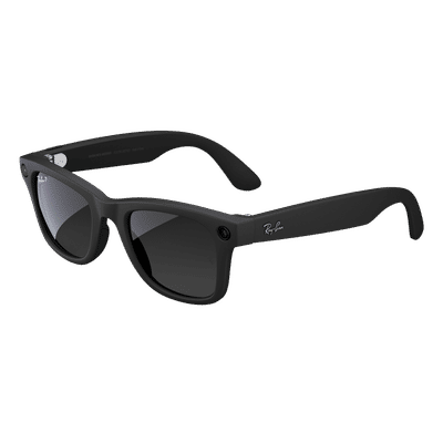 Ray-Ban Meta Wayfarer (Gen 1) AI Glasses for Men, Women (12MP Ultra-Wide Camera, Meta AI, Open-ear Audio, Live Translation, Grey Polarised Lenses, Standard, Matte Black)