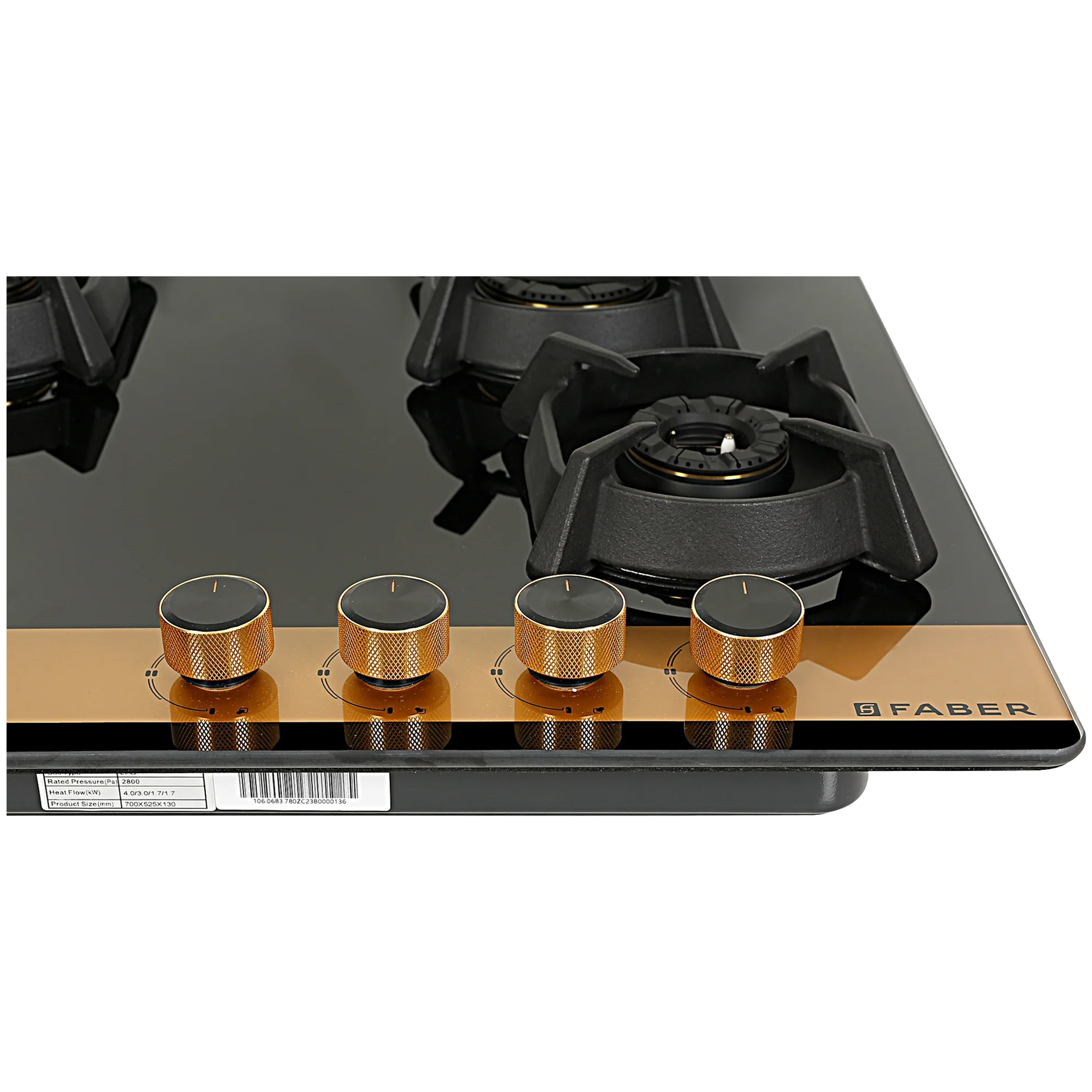 FABER Utopia Pro HT 704 BR CI Toughened Glass Top 4 Burner Automatic Hob (Flame Failure Device, Black) FABER Utopia Pro HT 704 BR CI Toughened Glass Top 4 Burner Automatic Hob (Flame Failure Device, Black)_5
