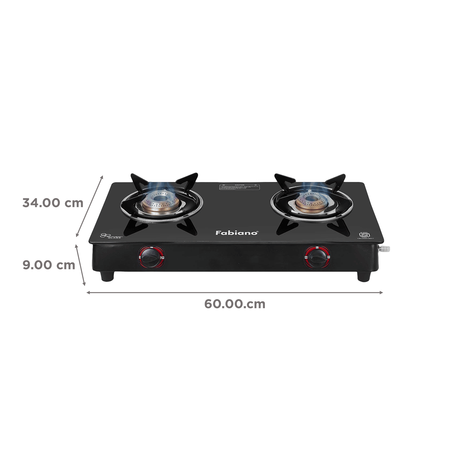 Fabiano FAB2BRNSMART Toughened Glass Top 2 Burner Manual Gas Stove (High Efficiency Burner, Black) Fabiano FAB2BRNSMART Toughened Glass Top 2 Burner Manual Gas Stove (High Efficiency Burner, Black)_2