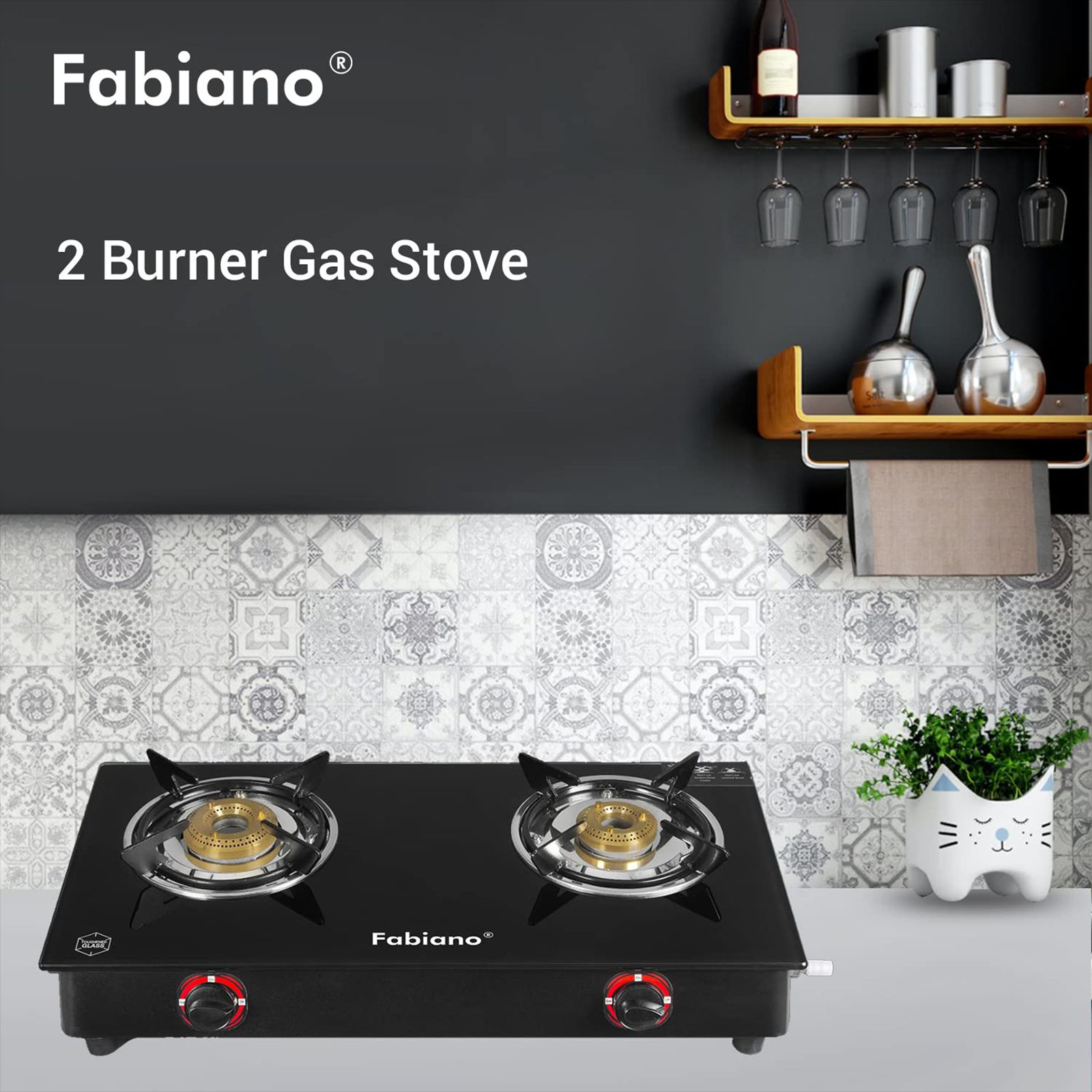 Fabiano Toughened Glass Top 2 Burner Manual Gas Stove (ISI Certified, Black)_9