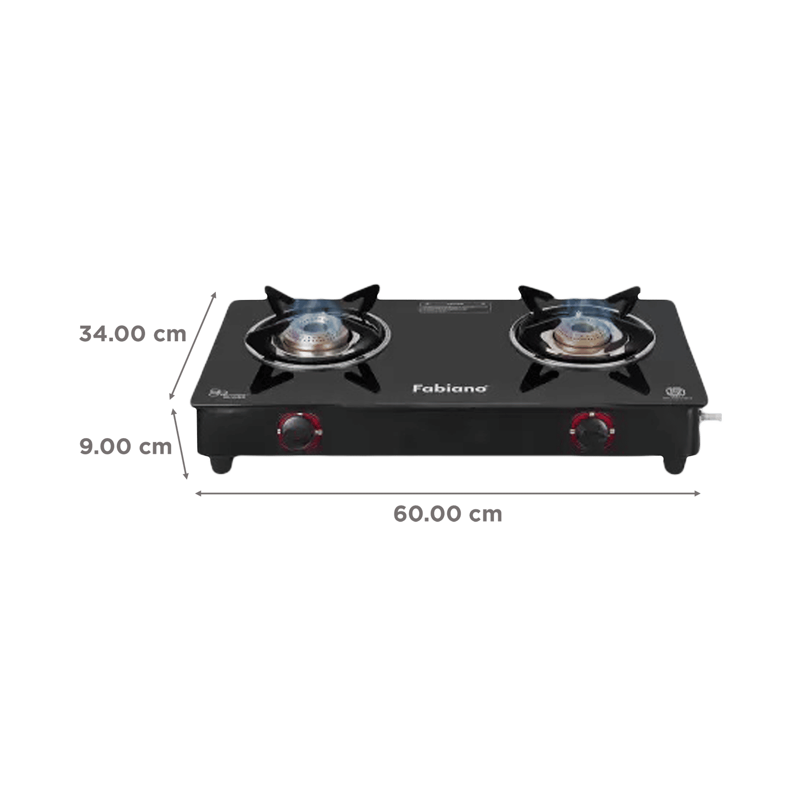 Fabiano Toughened Glass Top 2 Burner Manual Gas Stove (ISI Certified, Black)_2