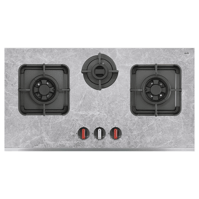 KAFF MARMOR 823 Glass Top 3 Burner Automatic Hob (Full Flame Failure Device, Rock Glass Black)