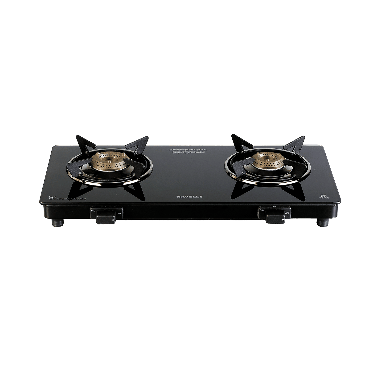 Havells Calore Toughened Glass Top 2 Burner Manual Gas Stove (Heavy Duty Brass Burner, Black) Havells Calore Toughened Glass Top 2 Burner Manual Gas Stove (Heavy Duty Brass Burner, Black)_1