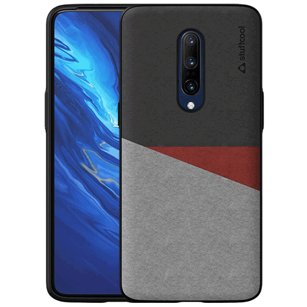 stuffcool Trio PU Leather Back Cover for OnePlus 7 Pro (Camera Protection, Black and Grey)_1