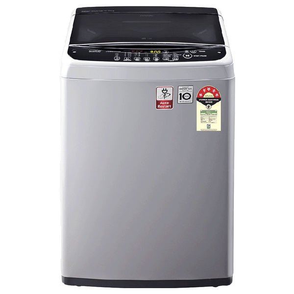 LG 6.5 kg 5 Star Fully Automatic Top Load Washing Machine (T65SNSF1Z.ASFQEIL, Smart Inverter Technology, Middle Free Silver & Black)_1