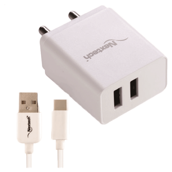 Nextech 2-Port Fast Charger (Type A to Micro USB Cable, White)_1
