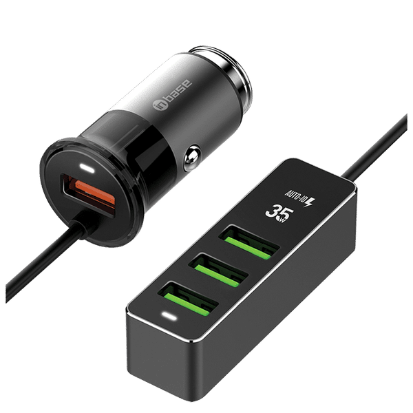 in base 35 Watts 4 USB Ports Car Charging Adapter (Quallcomm Quick Charge 3.0, Black)_1