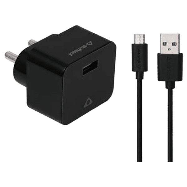stuffcool 1 Amp Wall Charging Adapter with Micro USB Cable (HKUNOMI-BLK, Black)_1