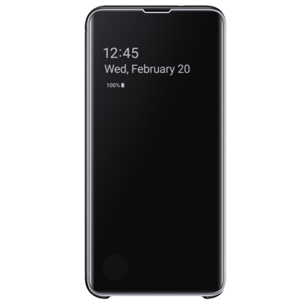 SAMSUNG Clear View Plastic Flip Cover for Galaxy S10e (Scratch Resistant, Black)_1