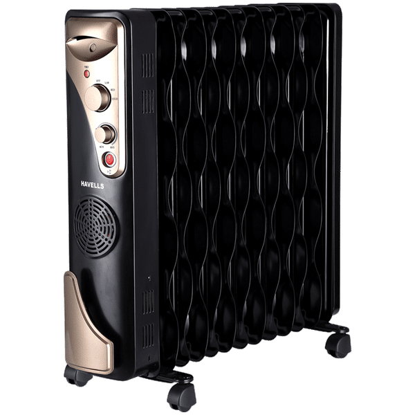 HAVELLS 2400 Watts Tubular and PTC Oil Filled Fan Room Heater (Thermostatic Heat Control, GHROFBFK290, Black)_1