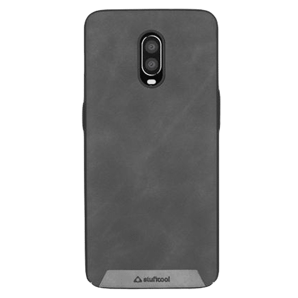 stuffcool Rego PU Leather Back Cover for OnePlus 6T (Camera Protection, Black)_1