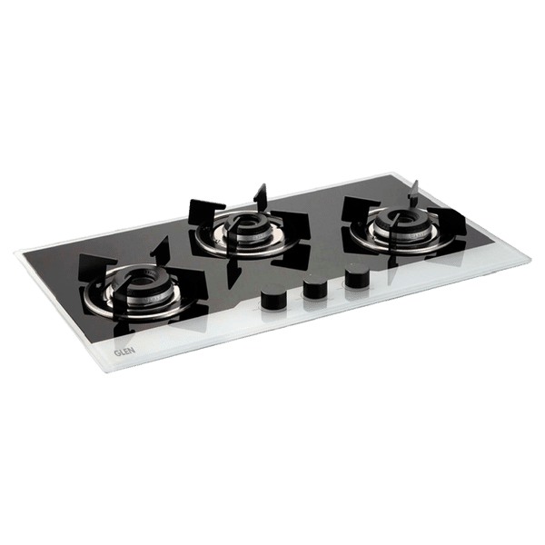 GLEN BH 1073 Toughened Glass Top 3 Burner Automatic Hob (Cast Iron Pan Support, Black and Silver)_1