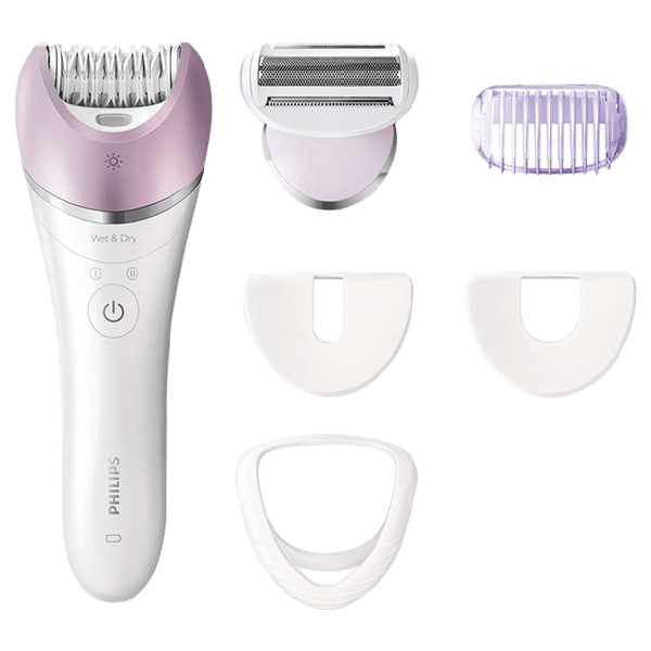 PHILIPS Satinelle Advanced Wet and Dry Epilator for Face and Body with 5 Interchangeable Heads (Washable Heads, White)_1