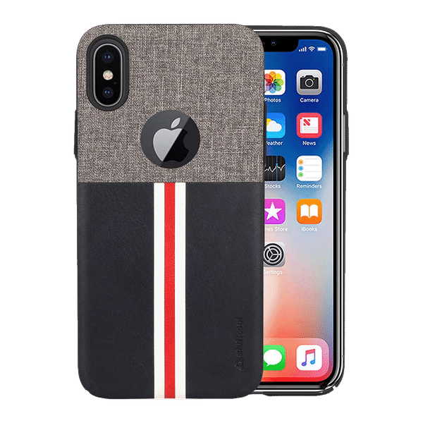 stuffcool Eto Sport PU Leather Back Case Cover for Apple iPhone XS Max (ETOSPRTIP65, Black/Grey)_1