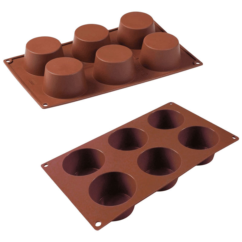 WONDERCHEF Pavoni Muffin 6 Portions Mould For Microwave, Refrigerator (Good Elasticity, 63152908, Brown)