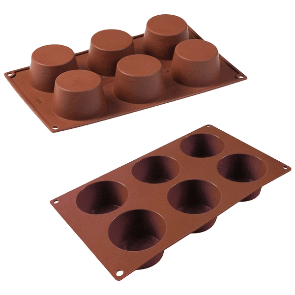 WONDERCHEF Pavoni Muffin 6 Portions Mould For Microwave, Refrigerator (Good Elasticity, 63152908, Brown)_1