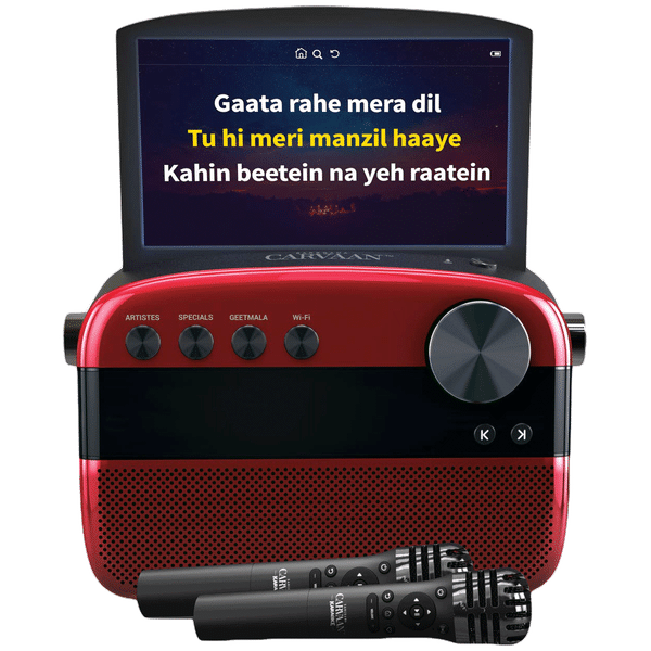 SAREGAMA Carvaan 10 Watts MP3 Player (1000 Pre-loaded Karaoke Tracks, RD0MA0740032, Red)_1
