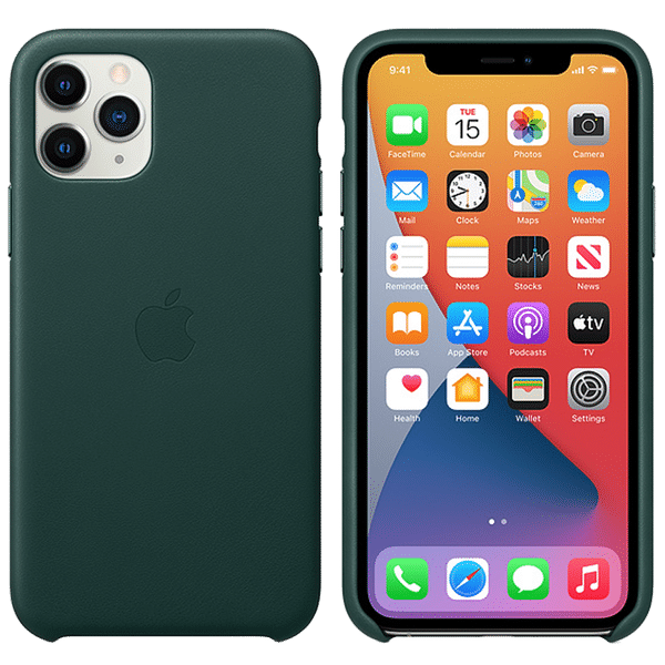 Apple MWYC2ZM/A European Leather Back Cover for iPhone 11 Pro (Microfiber Lining, Forest Green)_1