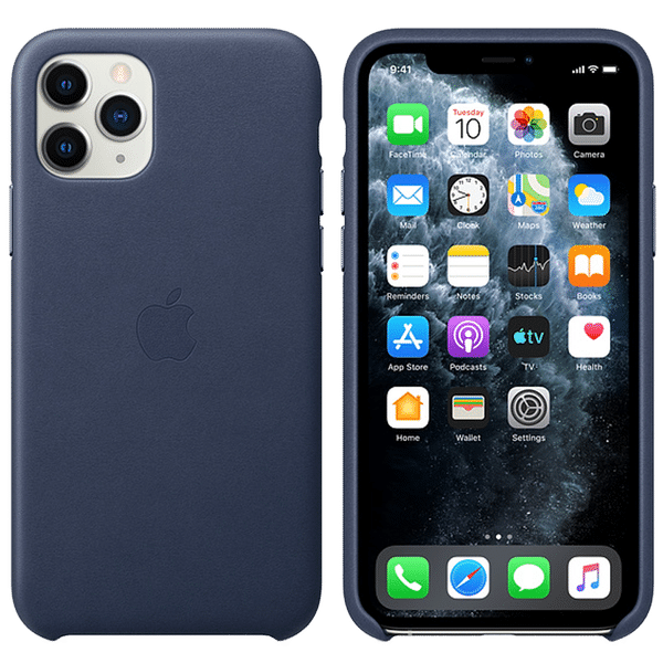 Apple MWYG2ZM/A European Leather Back Cover for iPhone 11 Pro (Microfiber Lining, Midnight Blue)_1