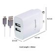 Nextech 2-Port Fast Charger (Type A to Micro USB Cable, White)_2